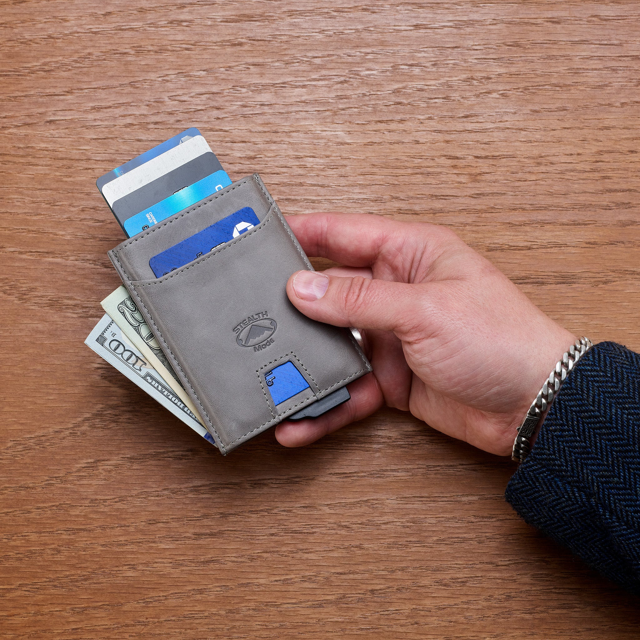 minimalist card sleeve Pop-Up Metal Wallet - RFID Blocking Front Slim Wallet for Men