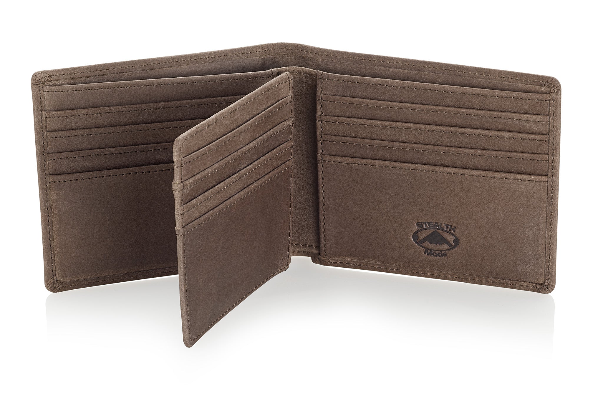 Taupe Bifold Wallet with RFID Blocking and Flip Out ID Holder