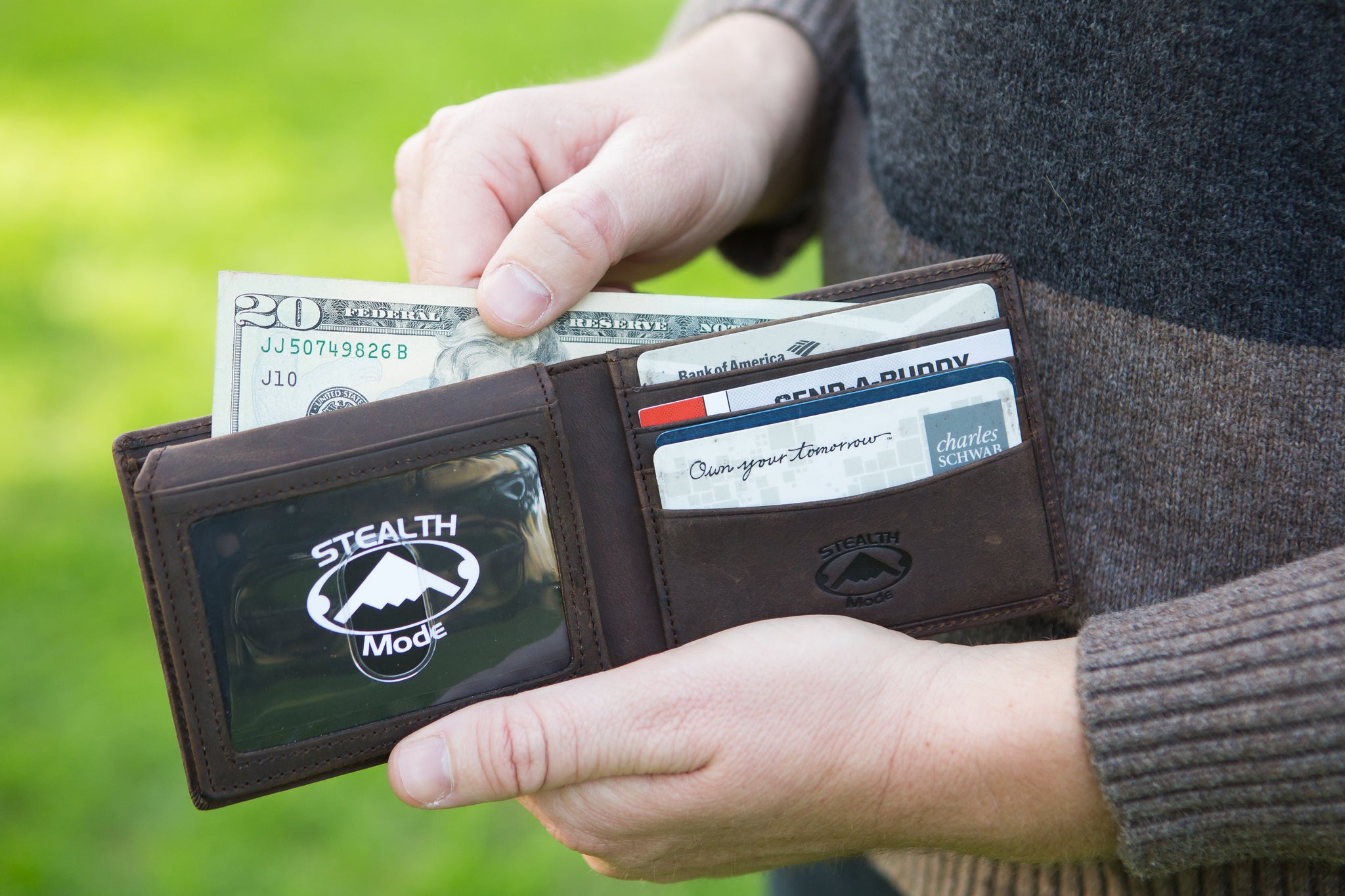 Brown Bifold Wallet for Men With ID Window and RFID Blocking