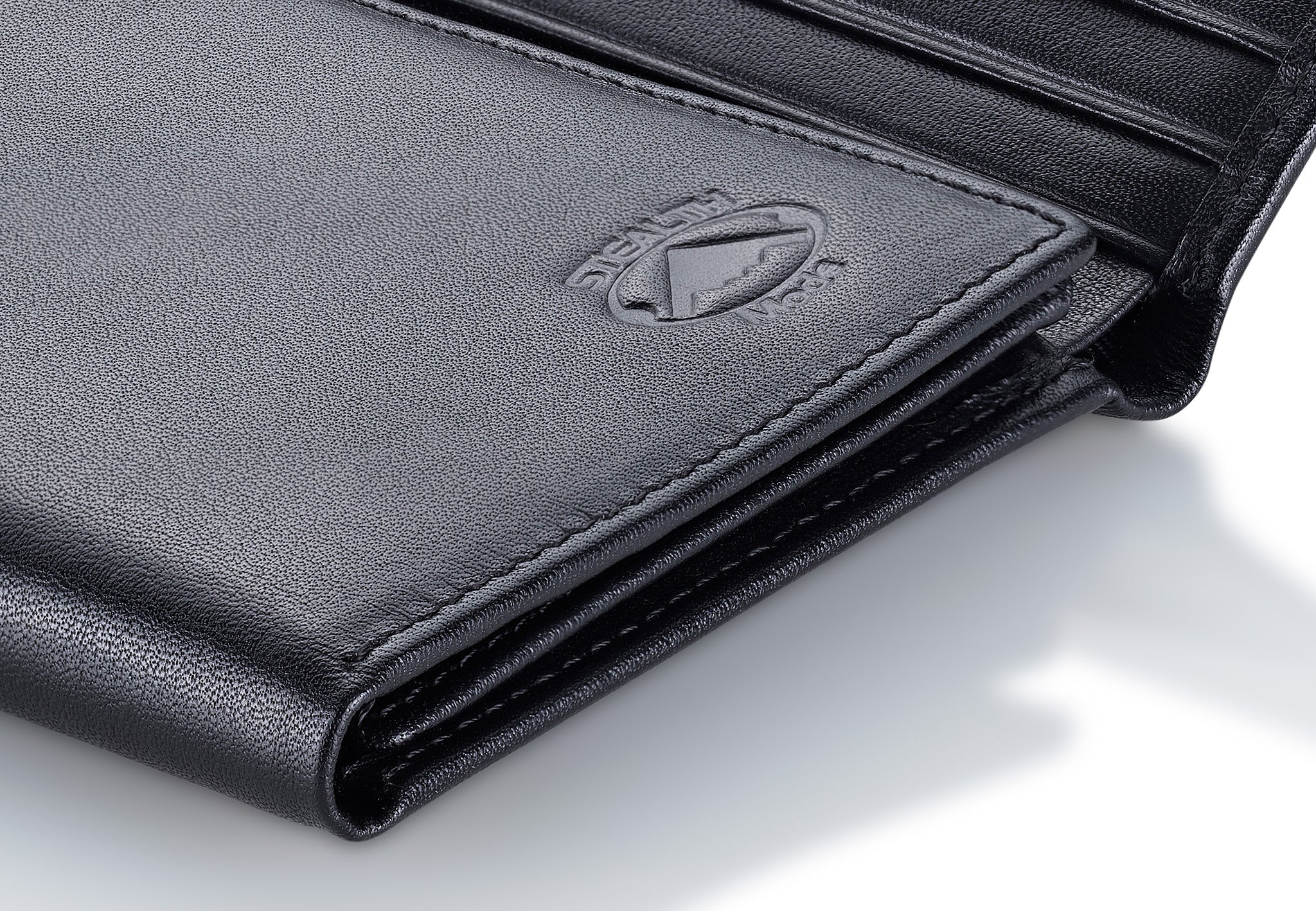 Black Trifold Leather Wallet With RFID Blocking and ID Window