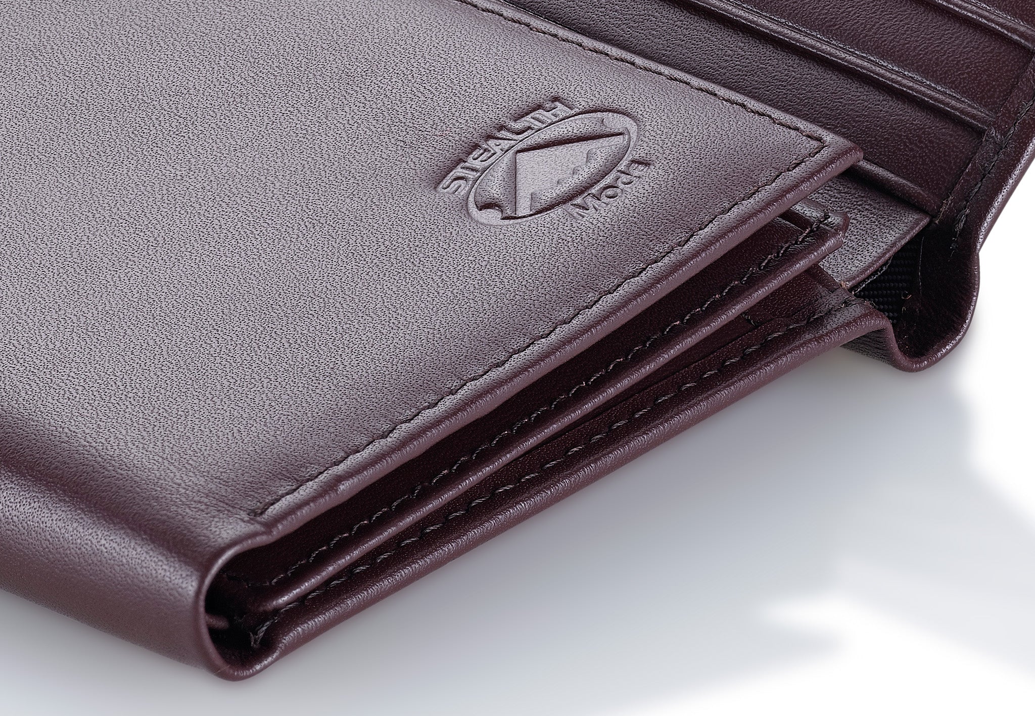 Brown Trifold Leather Wallet With RFID Blocking and ID Window