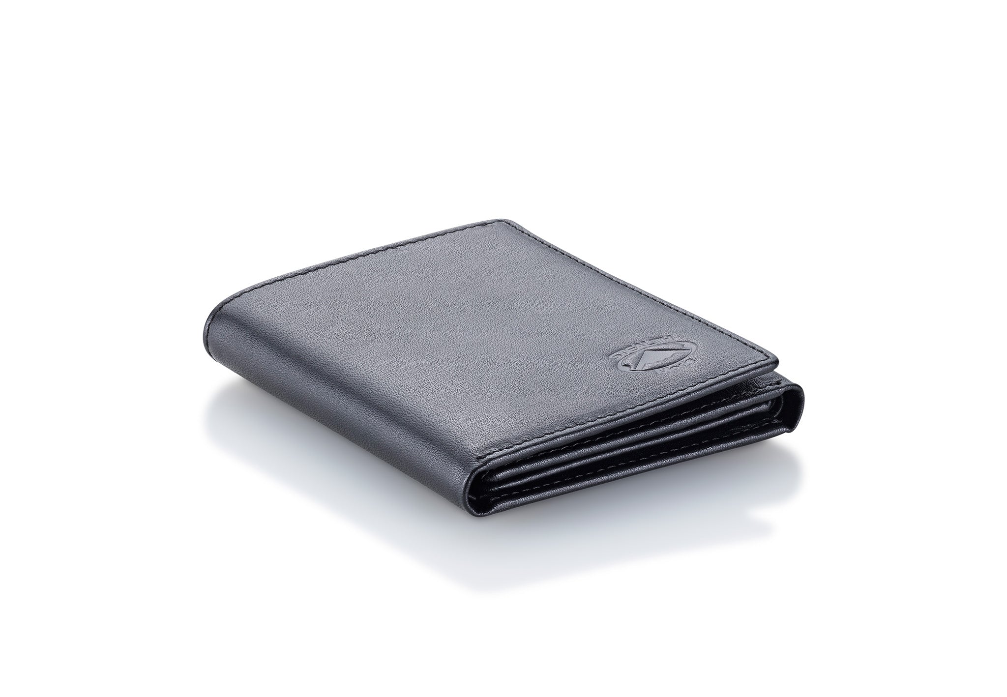 Black Trifold Leather Wallet With RFID Blocking and ID Window