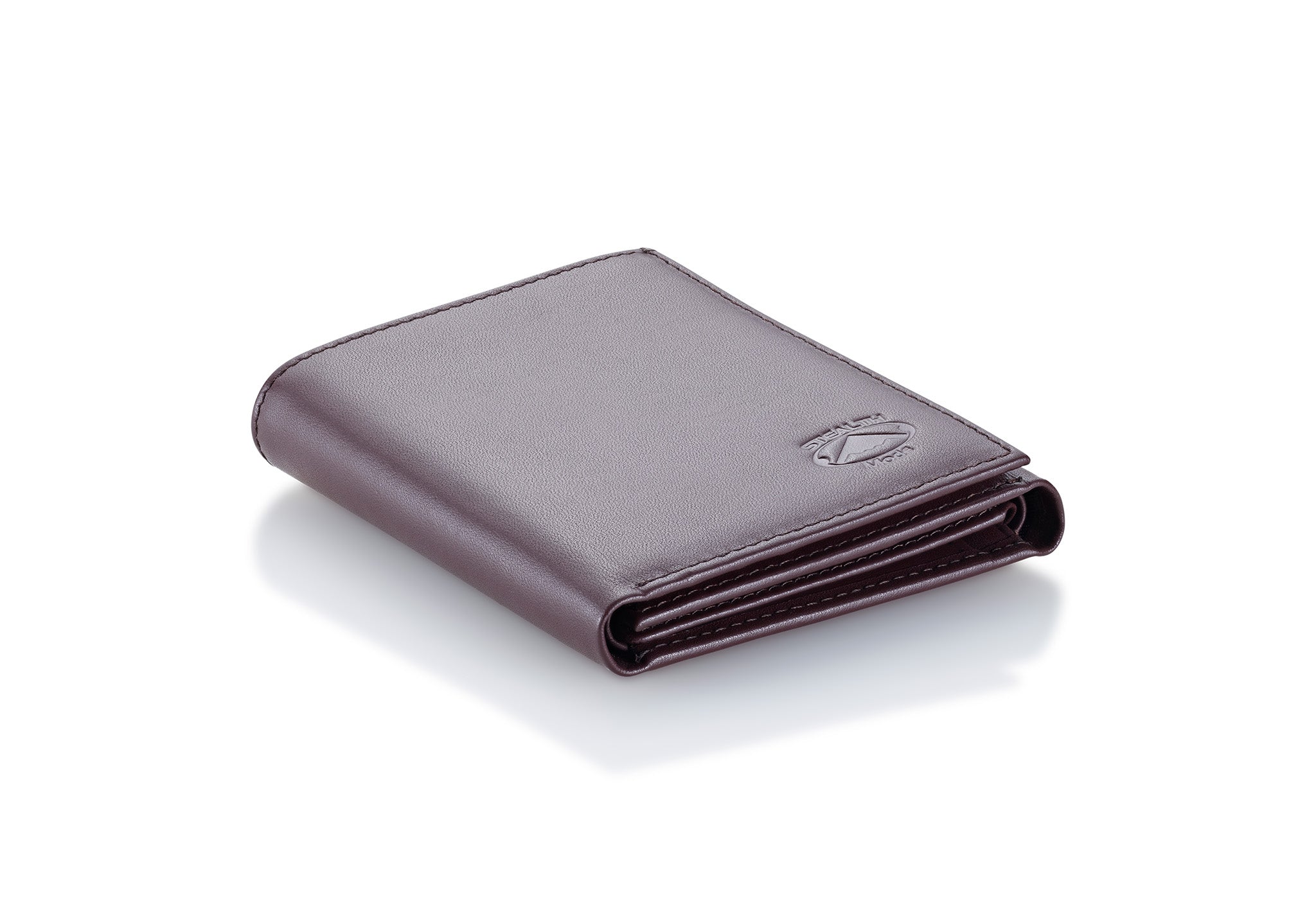Brown Trifold Leather Wallet With RFID Blocking and ID Window