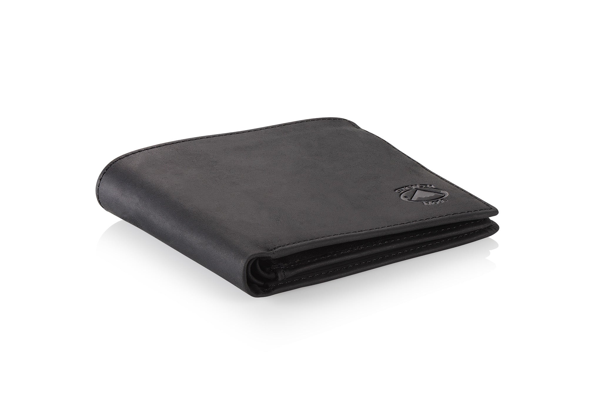 Black Bifold Wallet with RFID Blocking and Flip Out ID Holder