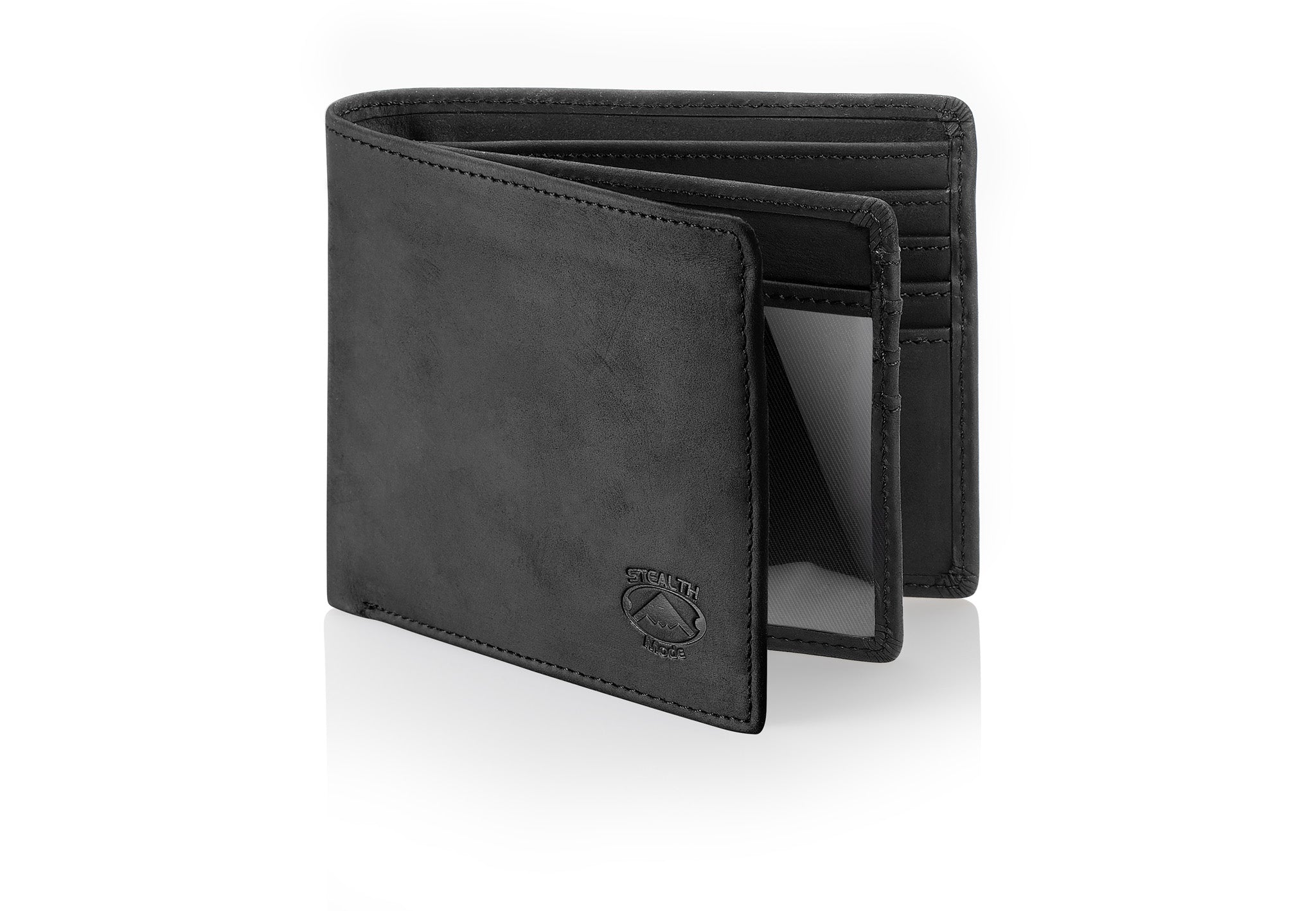 Black Bifold Wallet with RFID Blocking and Flip Out ID Holder
