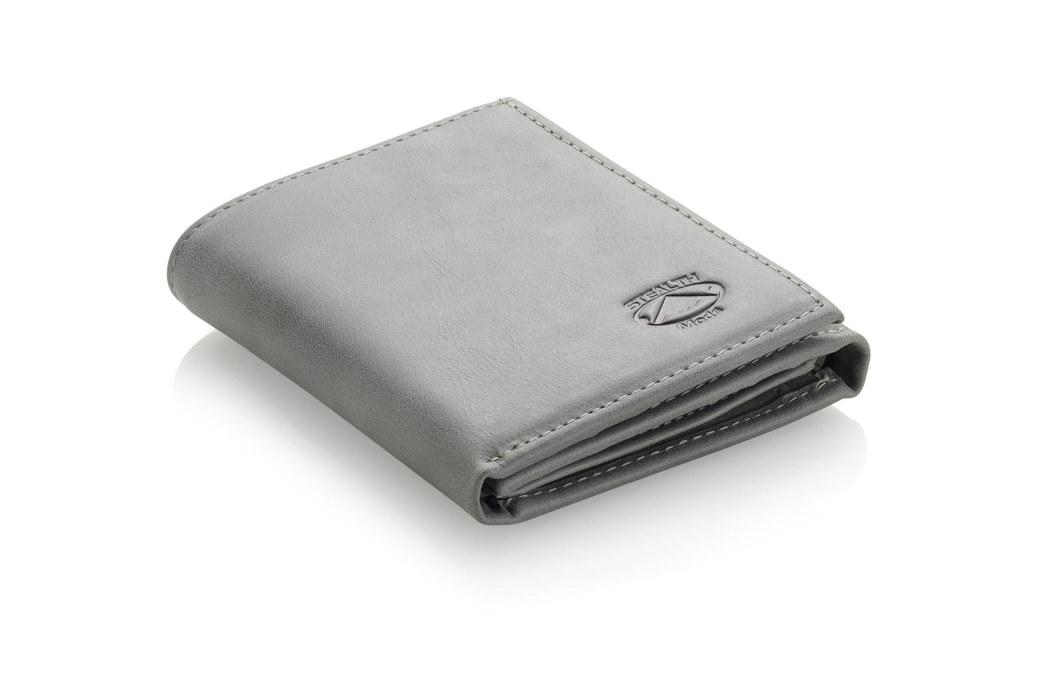 Trifold Leather Wallet for Men with ID Holder and RFID Blocking (Grey)