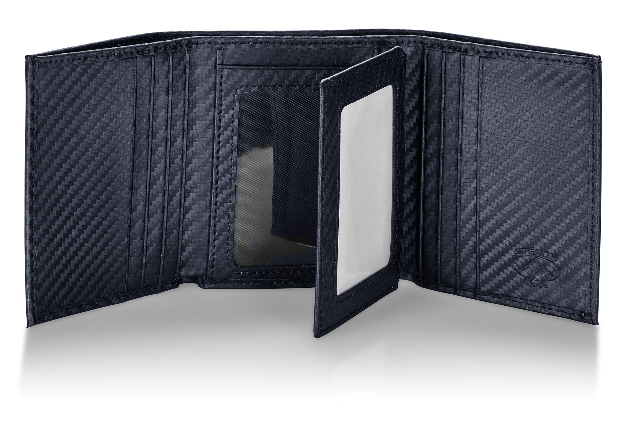 Carbon Fiber Trifold RFID Wallet For Men With Flip Out ID Holder