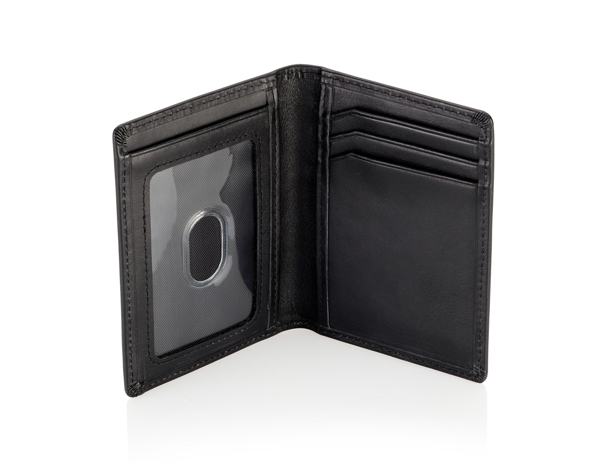 Stealth Mode Men's Slim Front Pocket Wallet - RFID Blocking, Thin  Minimalist Bifold Design, Genuine Leather - ID Badge Window and 5 Sleeves  for Money