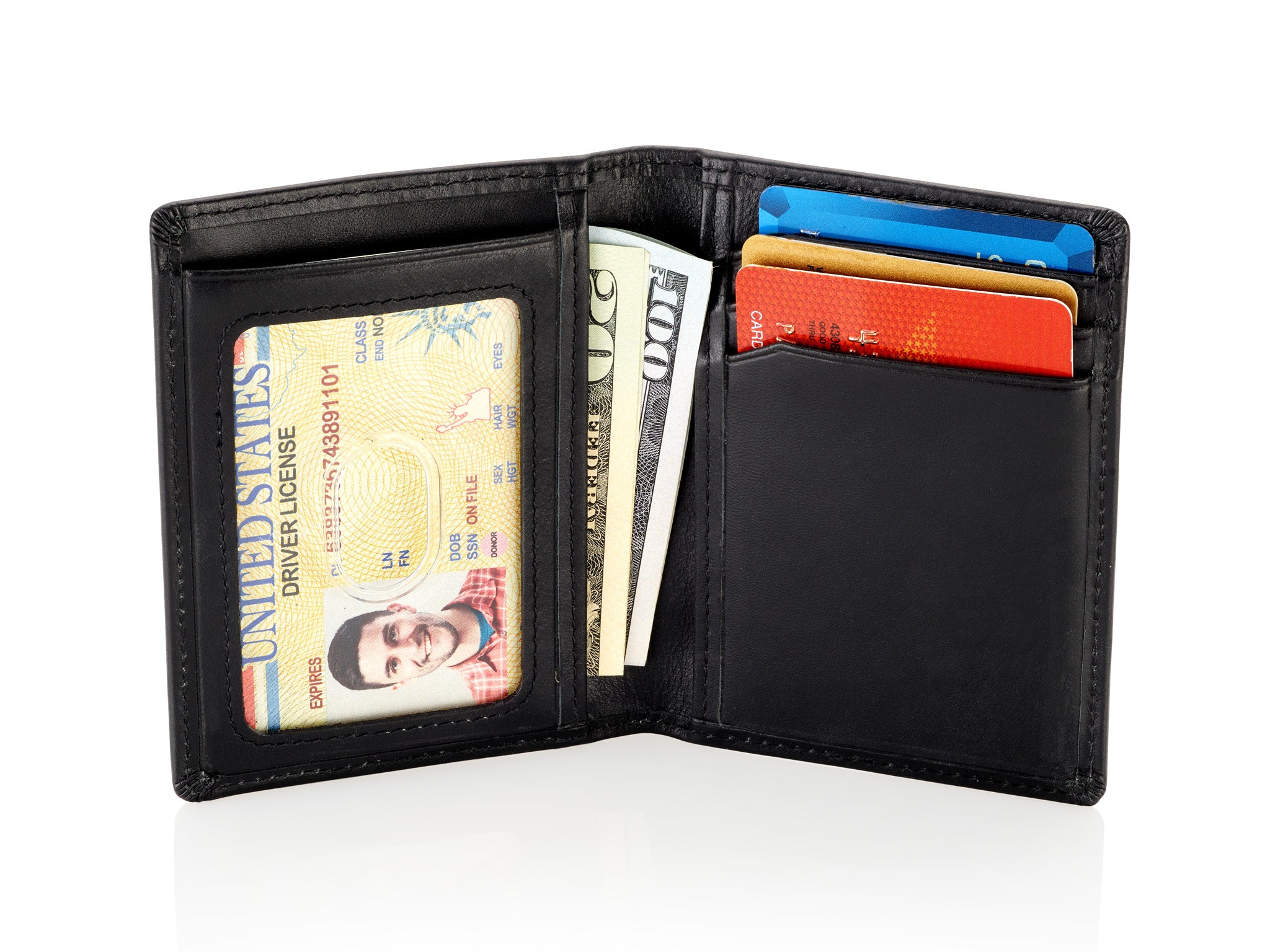 Rfid Blocking Slim Credit Card Holder Thin Minimalist Front Pocket Genuine Leather  Wallet with Id Card Window 